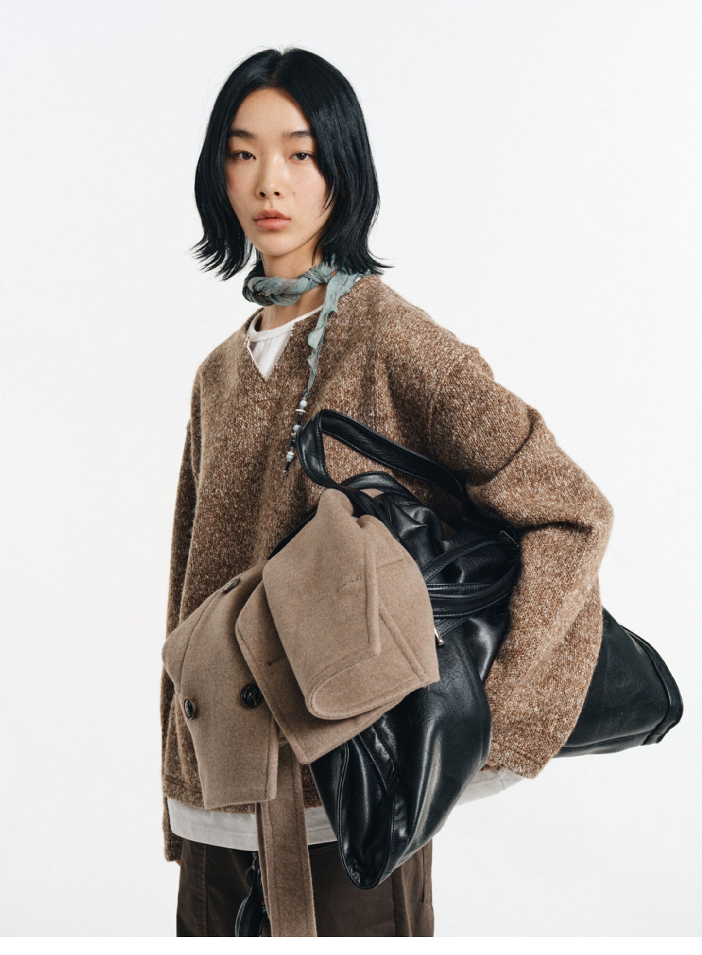 Wool Blend Faux Two-Piece Knit