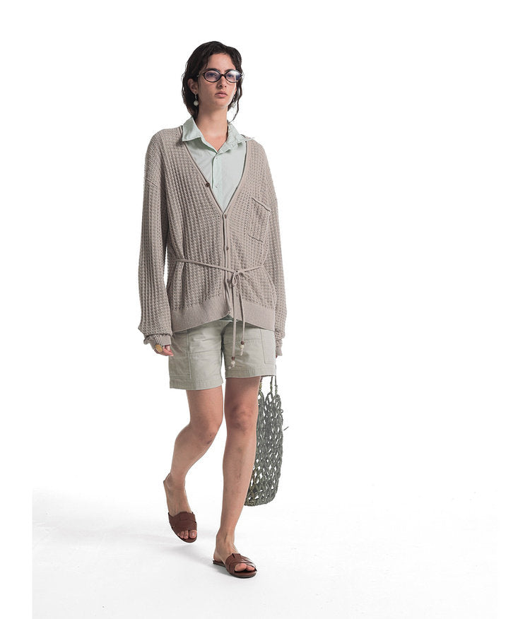 Beaded Knit V-Neck Cardigan