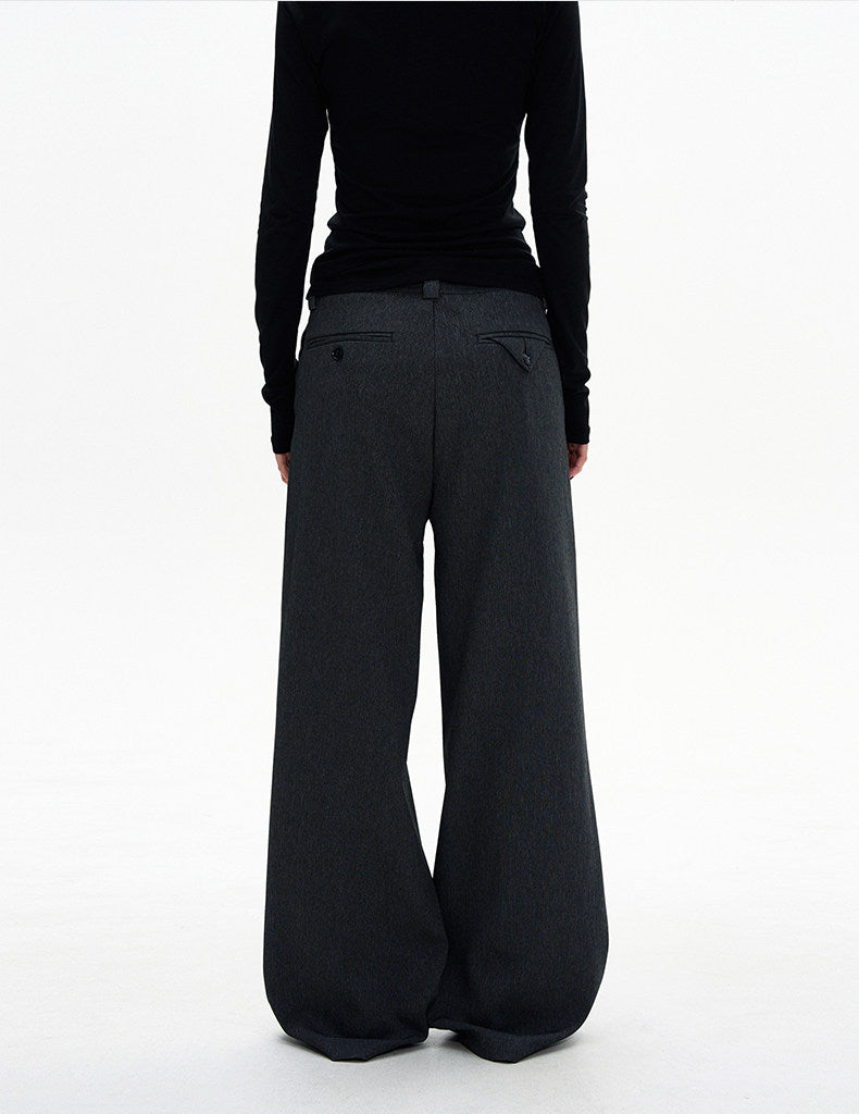 Diagonal-Pocket Relaxed Fit Casual Pants