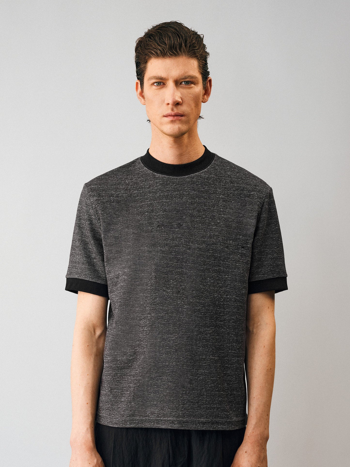Contrast-Color Loop-Knit T-Shirt