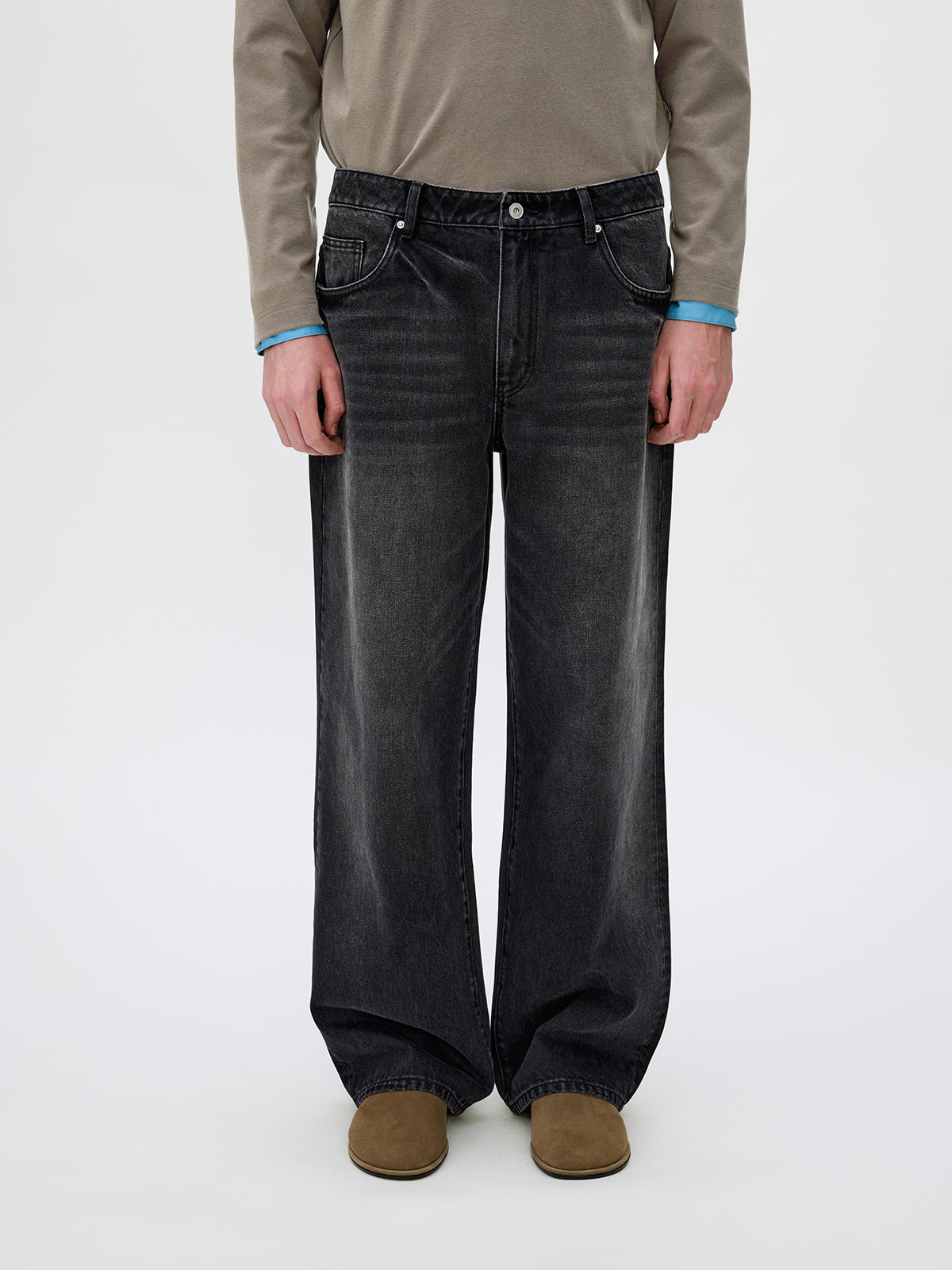 Wash-processed Straight-Leg Jeans