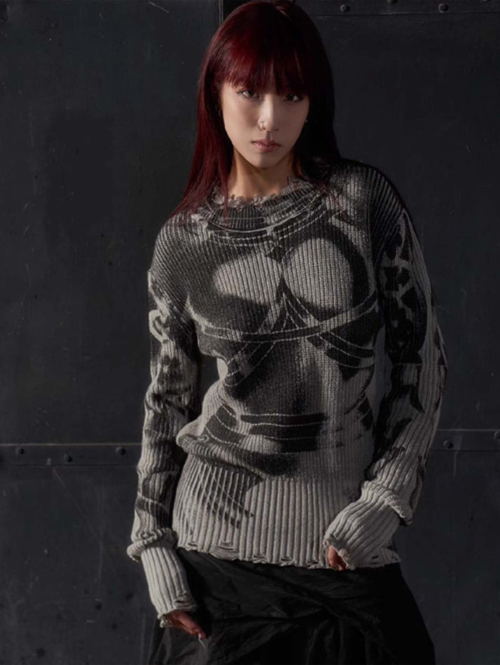 Raw Edge Sweater with Logo