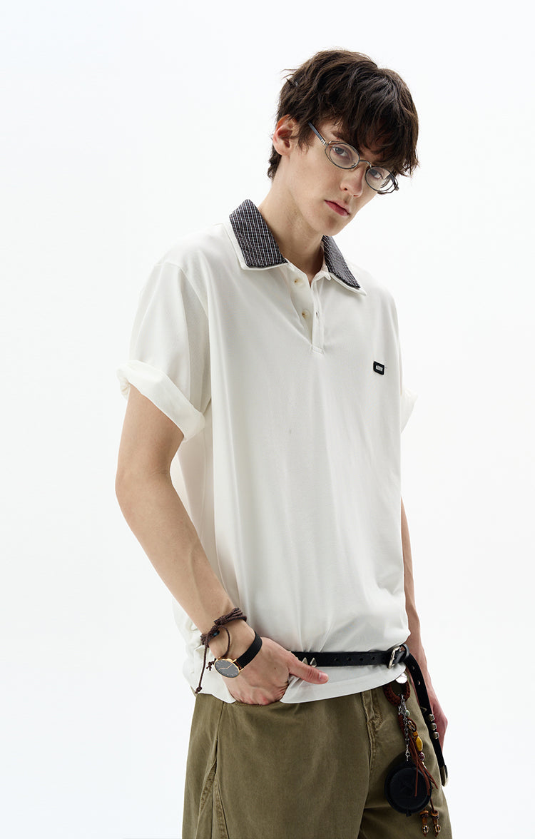 Retro Stitch Double Collar Polo Shirt