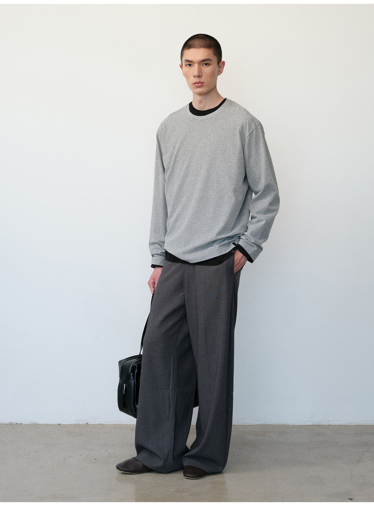 Curved-Leg Casual Pants
