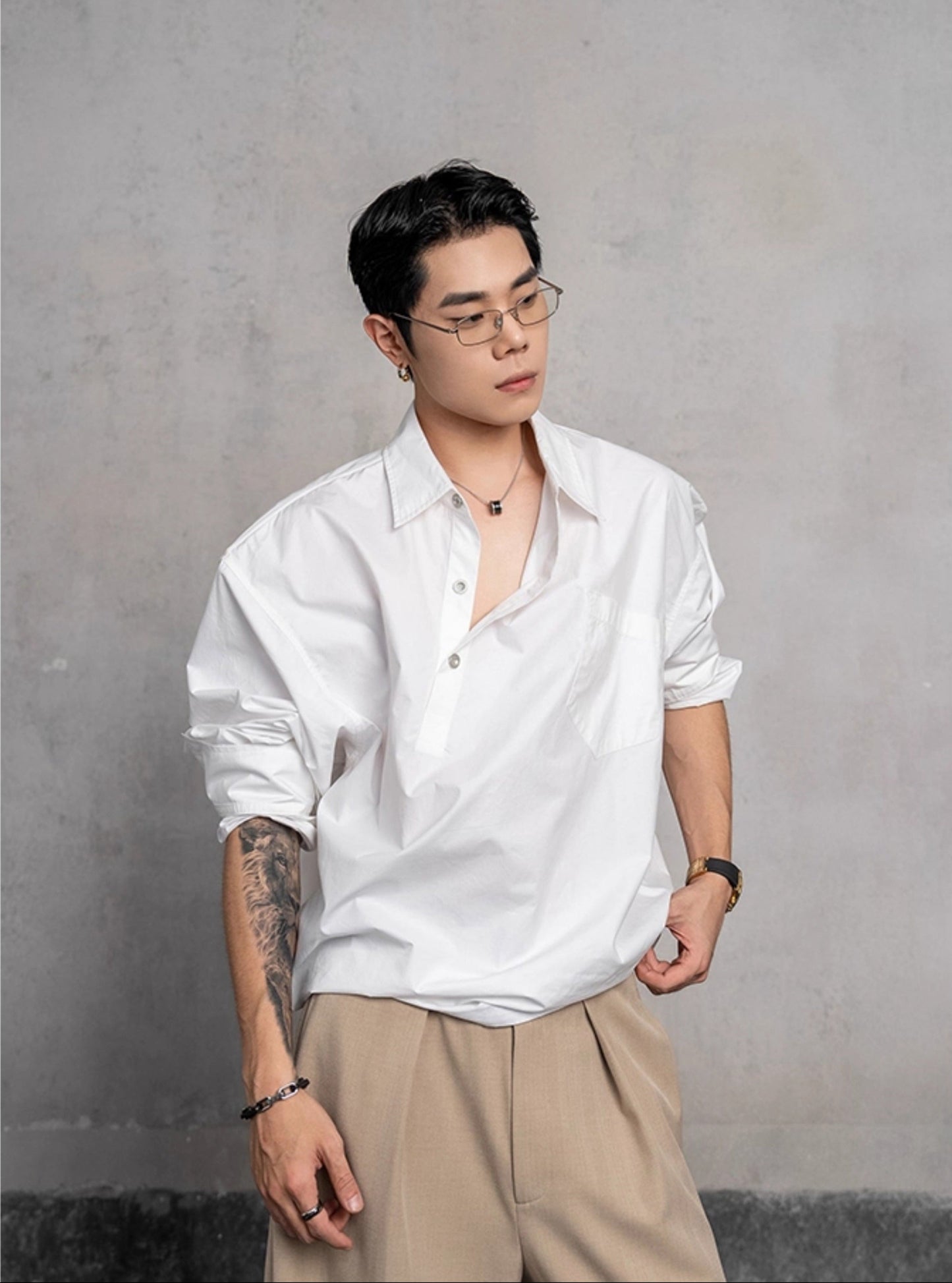 Asymmetrical Lapel Shirt