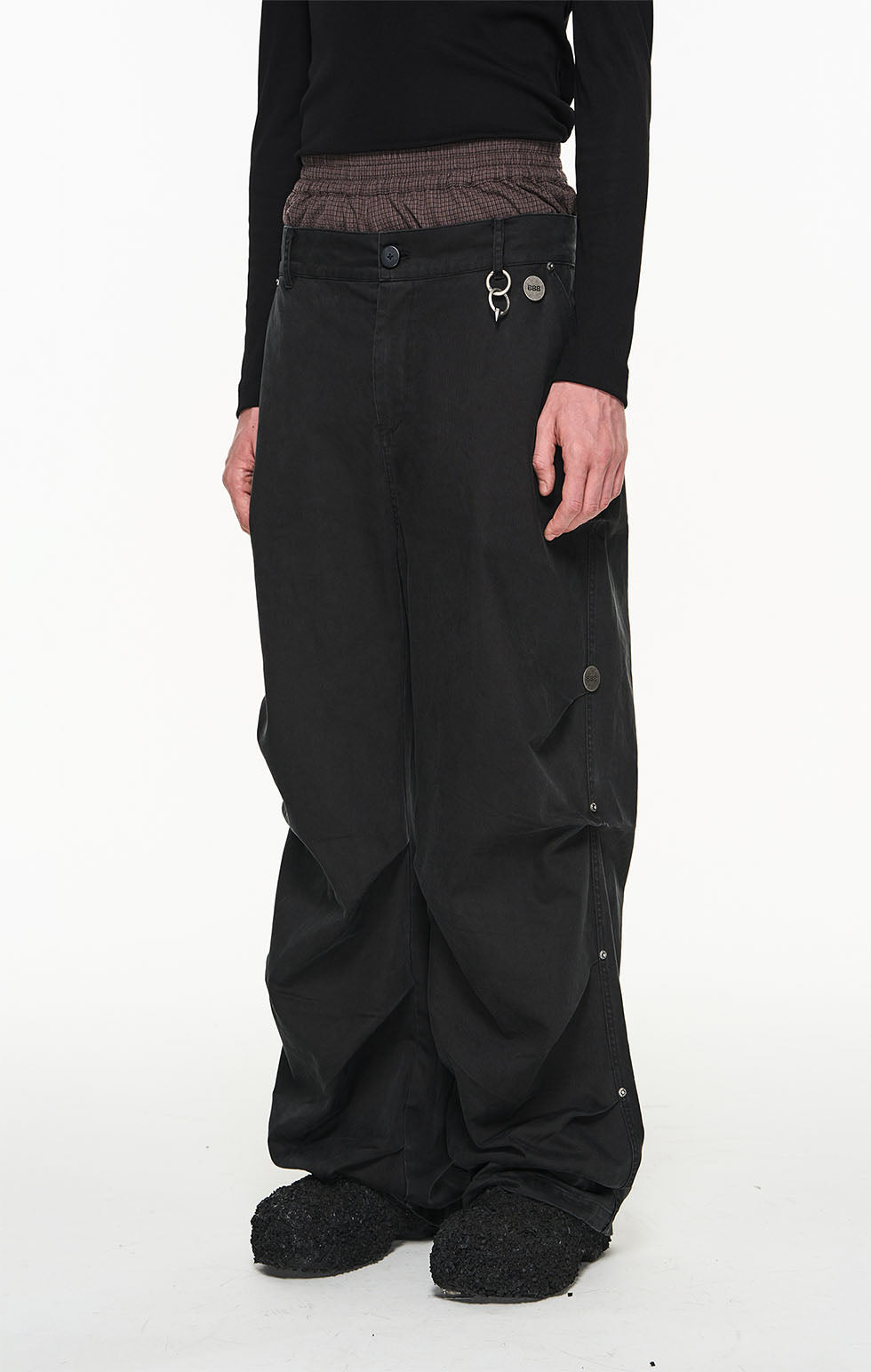 Faux Two-piece Washed Pleated Pants