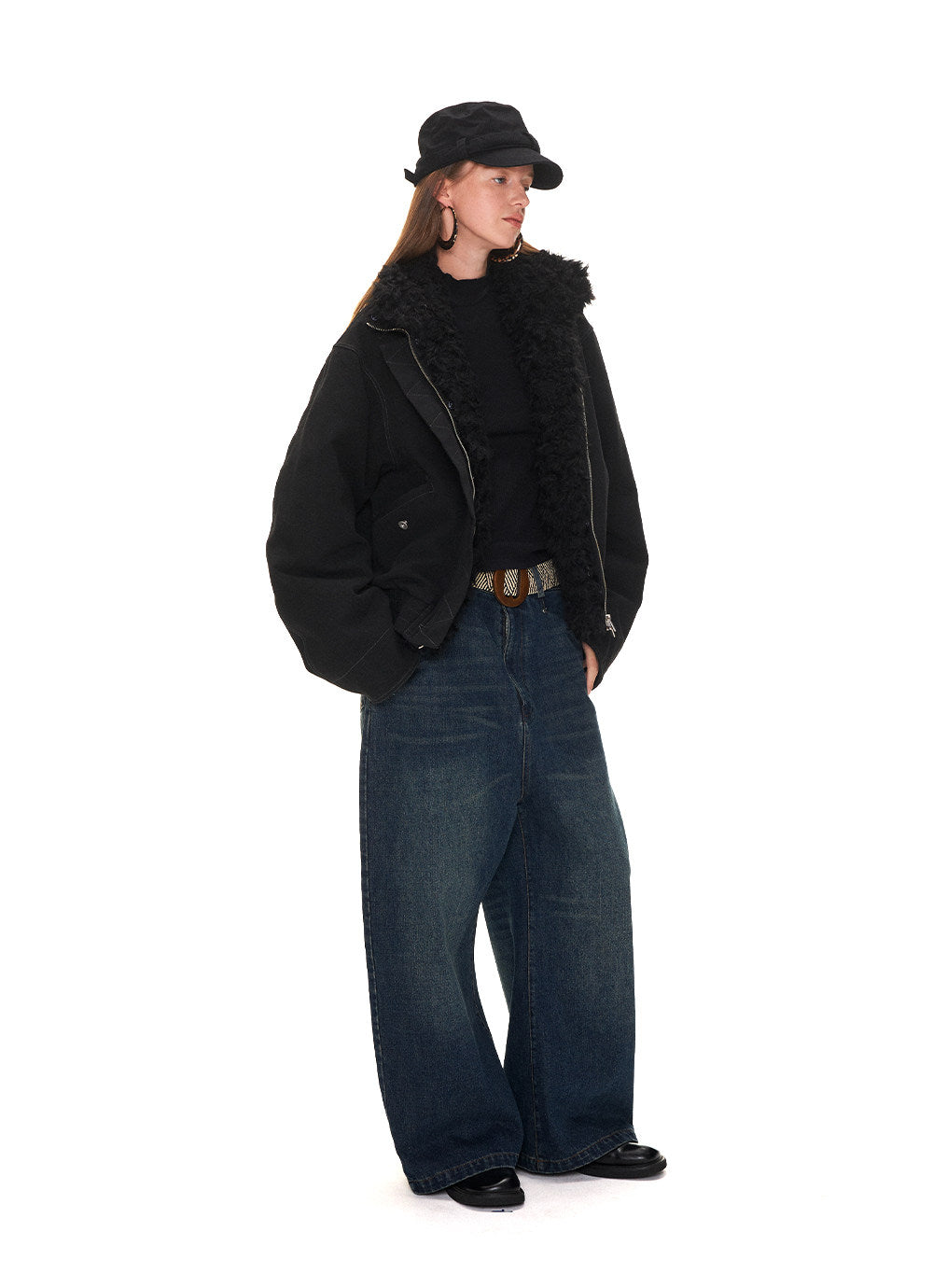 Faux Lambswool Collar Jacket