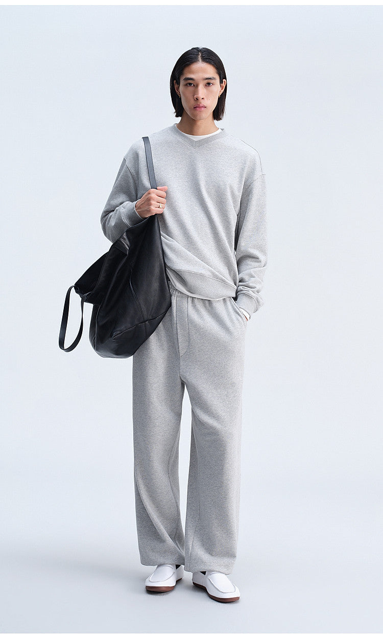 Casual Sweatshirt with Loose Rib Knit