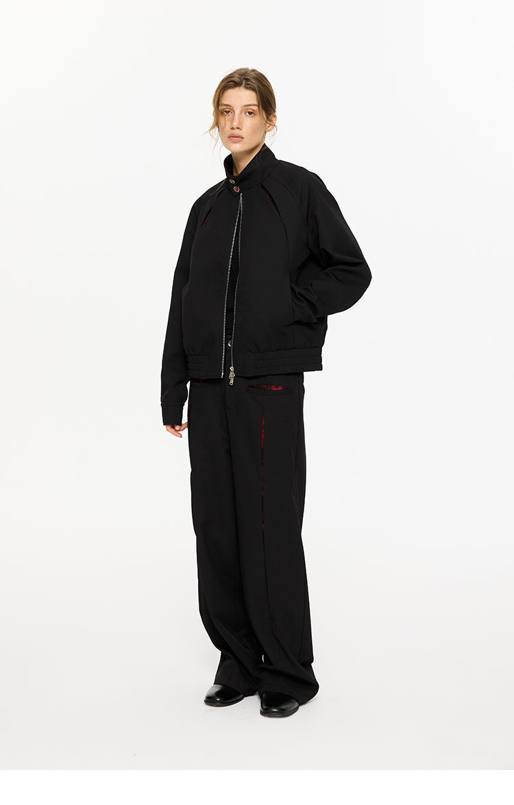 Contrast color straight pants