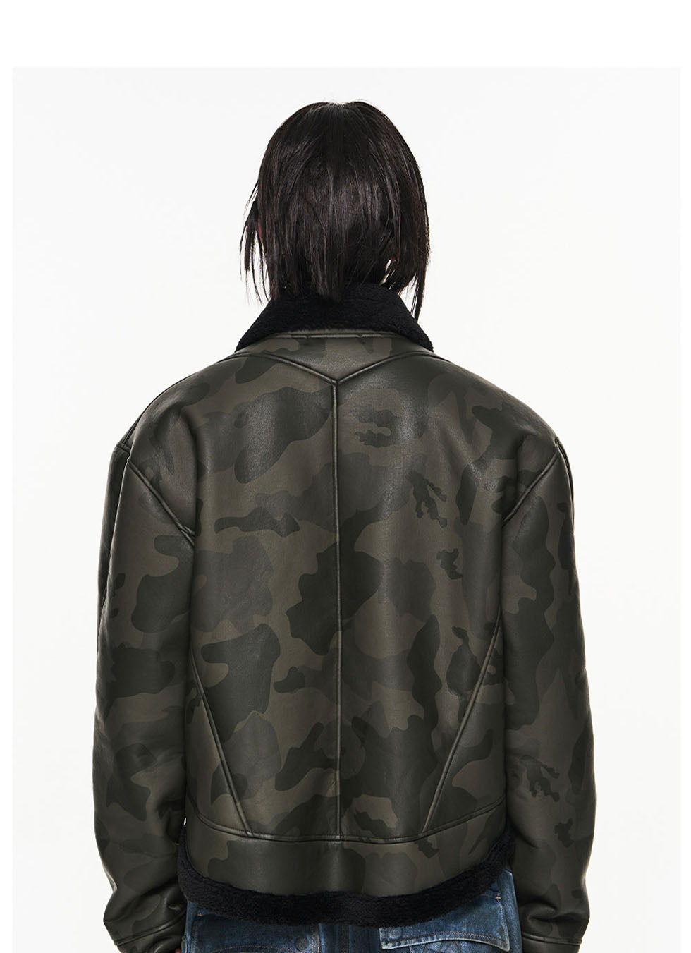 Short Silhouette Camouflage Lambswool Regular Loose Cotton Coat Jacket 