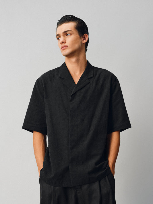 Textured Cuban-collar shirt