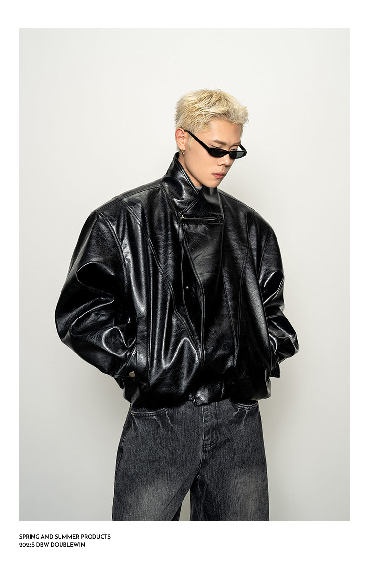 Glossy Waxed Leather Jacket