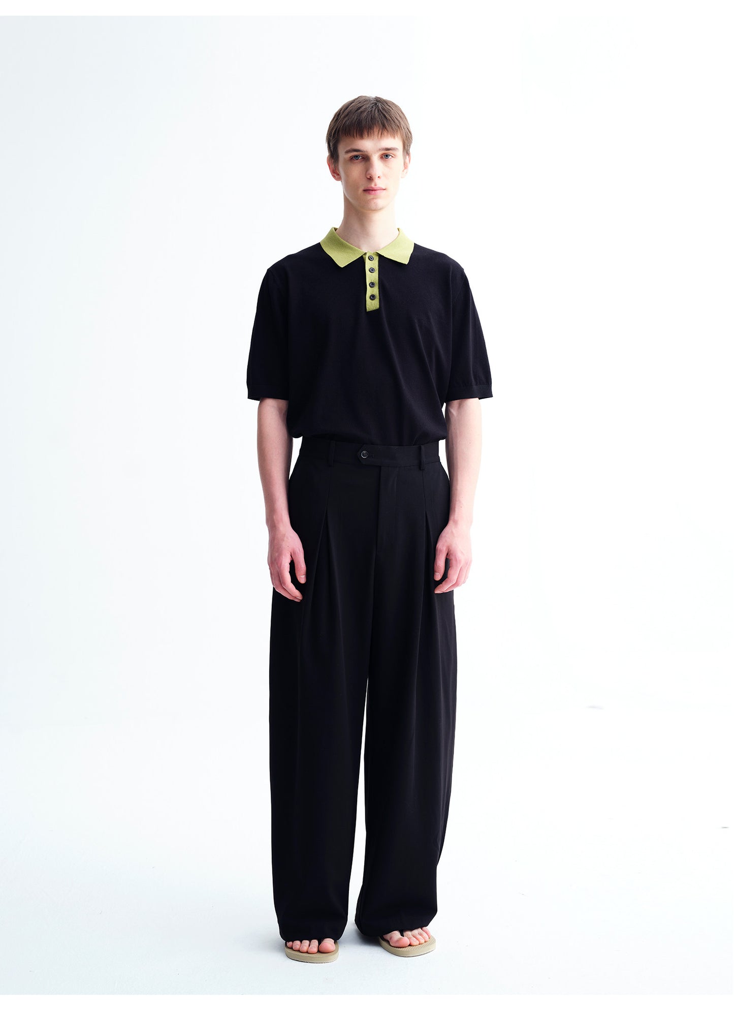High-Waisted Wide-Leg Pants with 3D Pleats