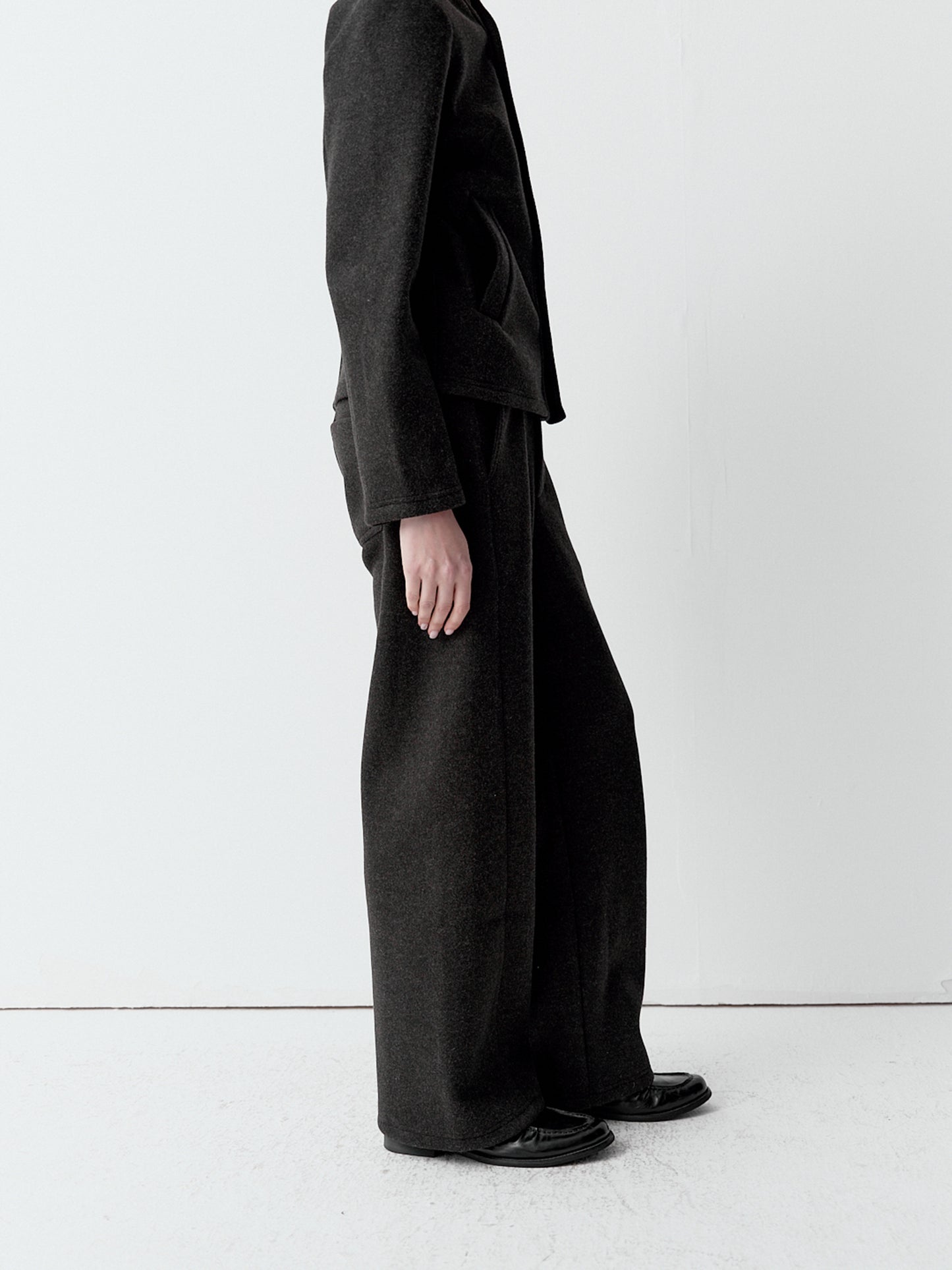 Wool-Blend Wide-Leg Casual Pants