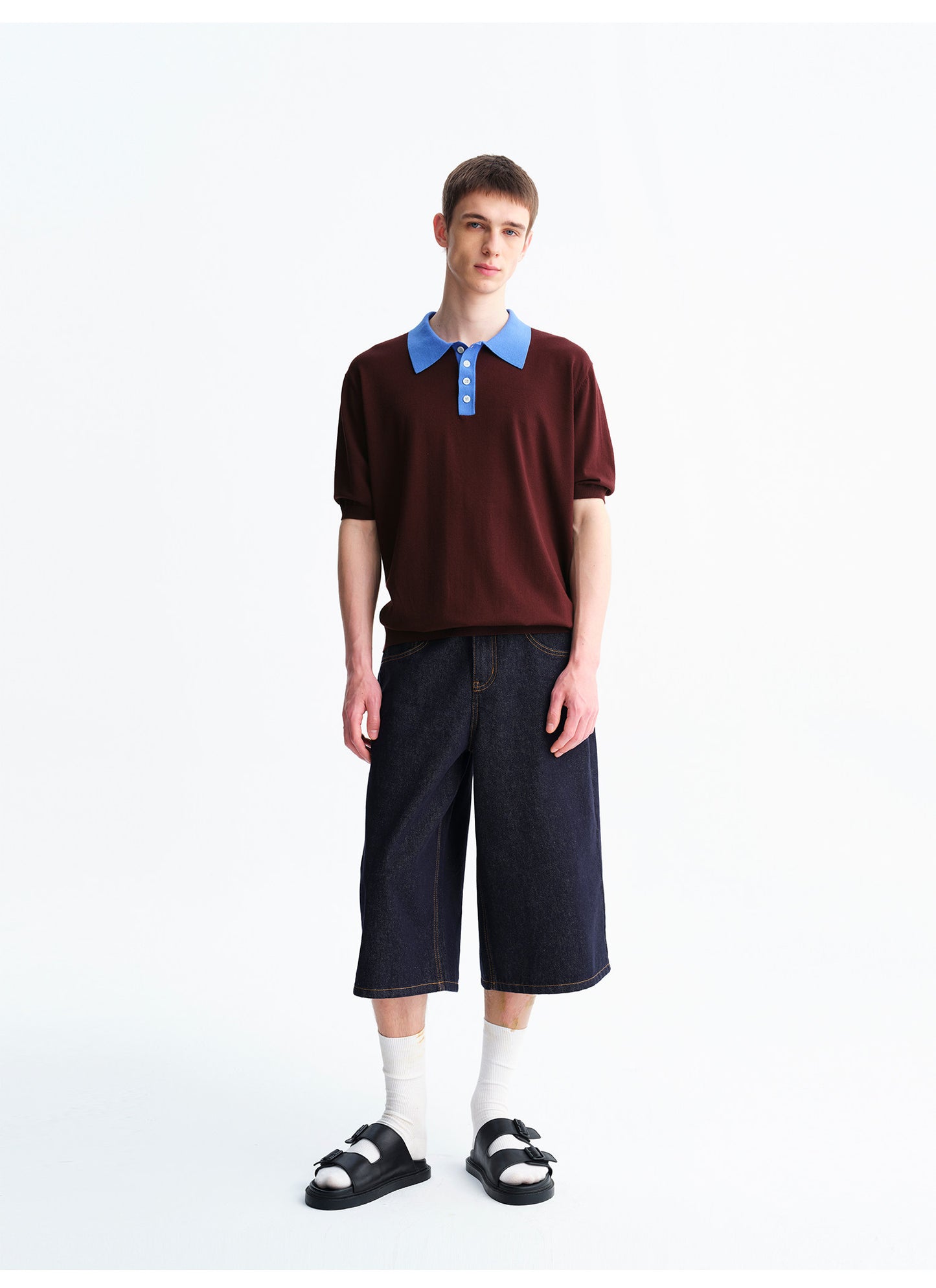 Color-Block Wool Polo Shirt