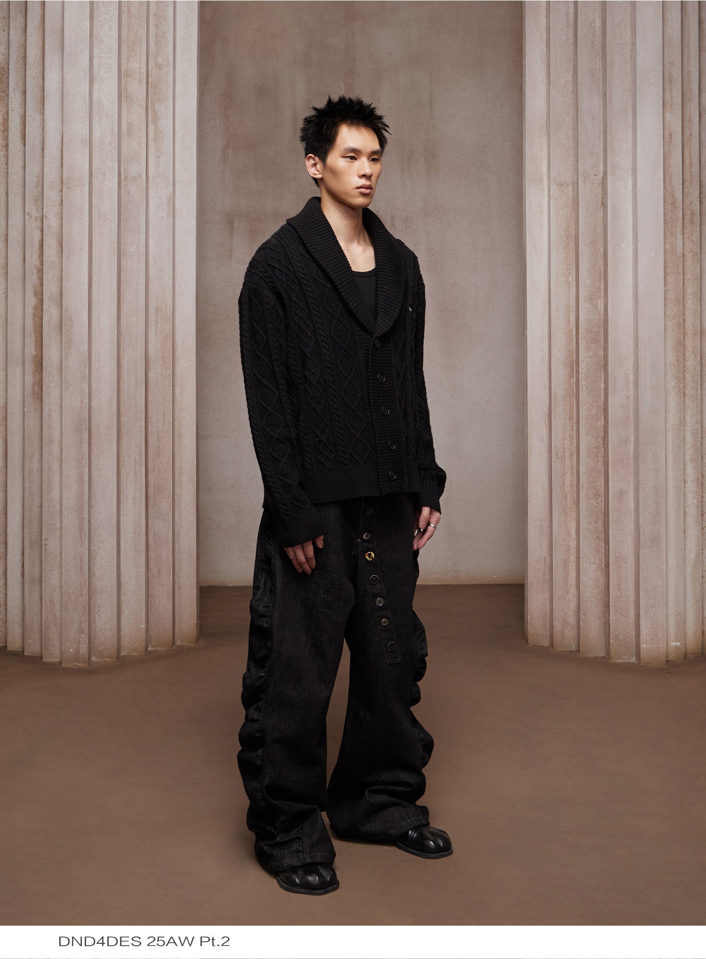 Long Button-Down Baggy Denim Pants