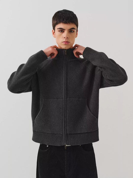 래글런 소매 립 가디건