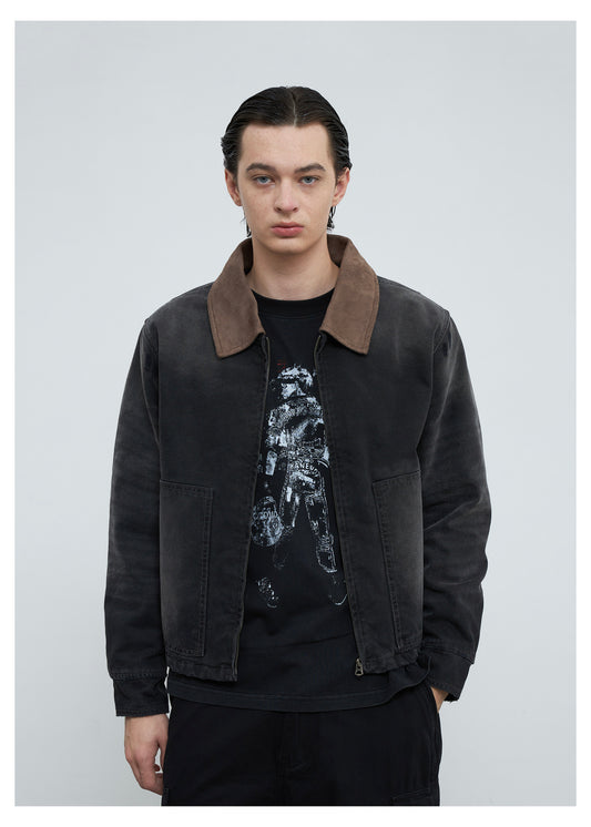 Suede Collar Work Jacket