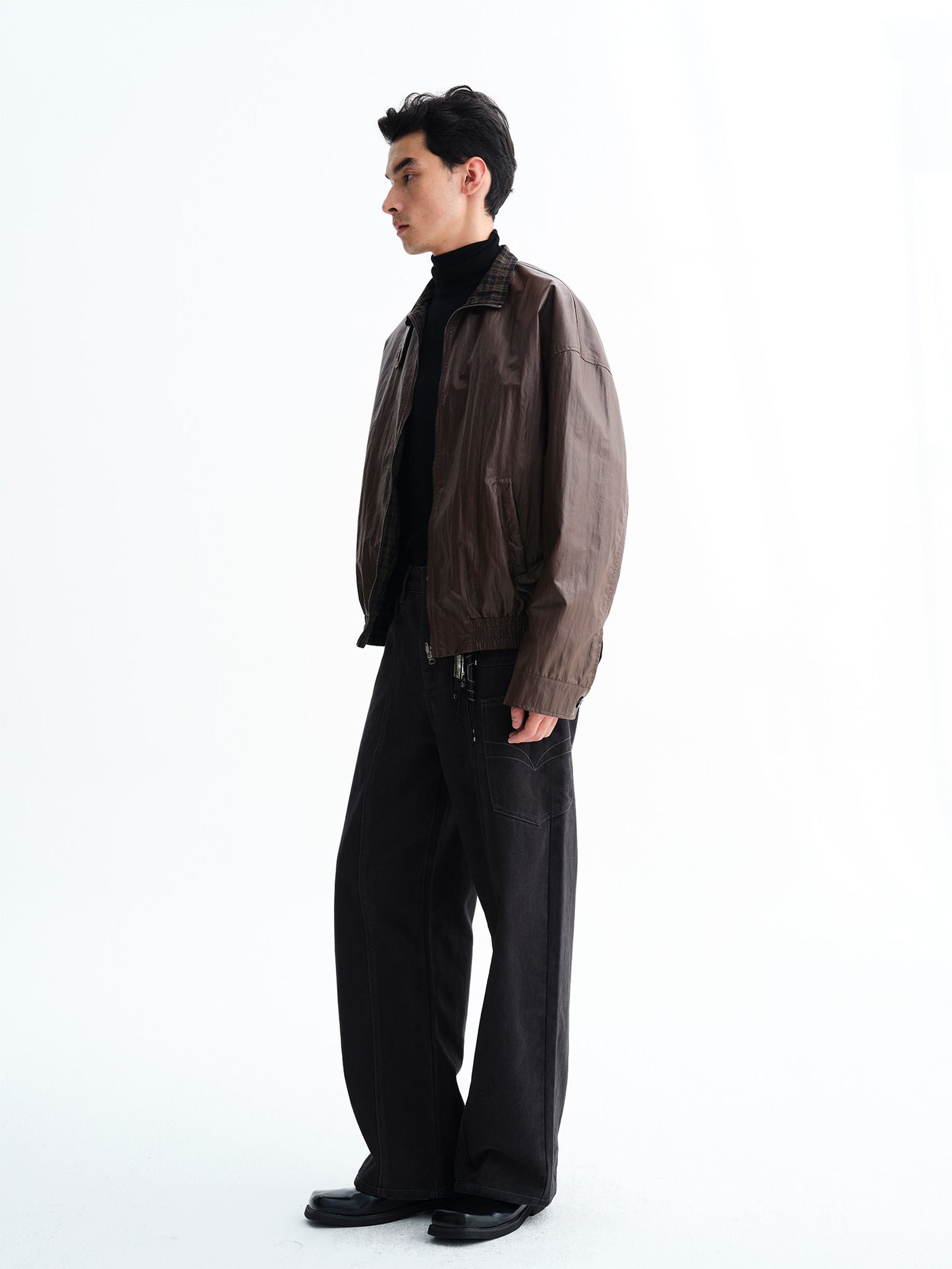 Retro Reversible Pleated Work Jacket