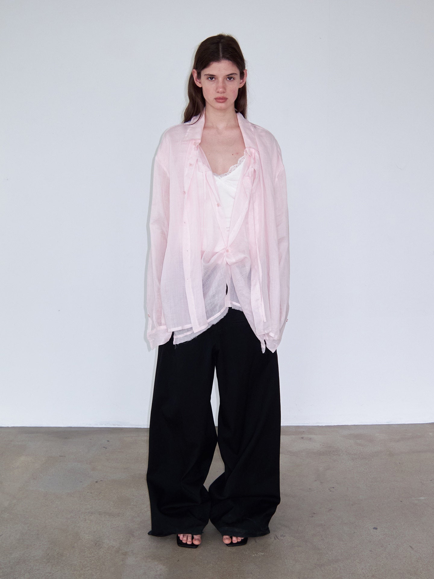 Faux Two-Piece Sheer Shirt