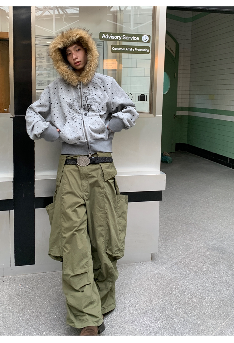 Heart-Print Polka Dot Hooded Sweatshirt