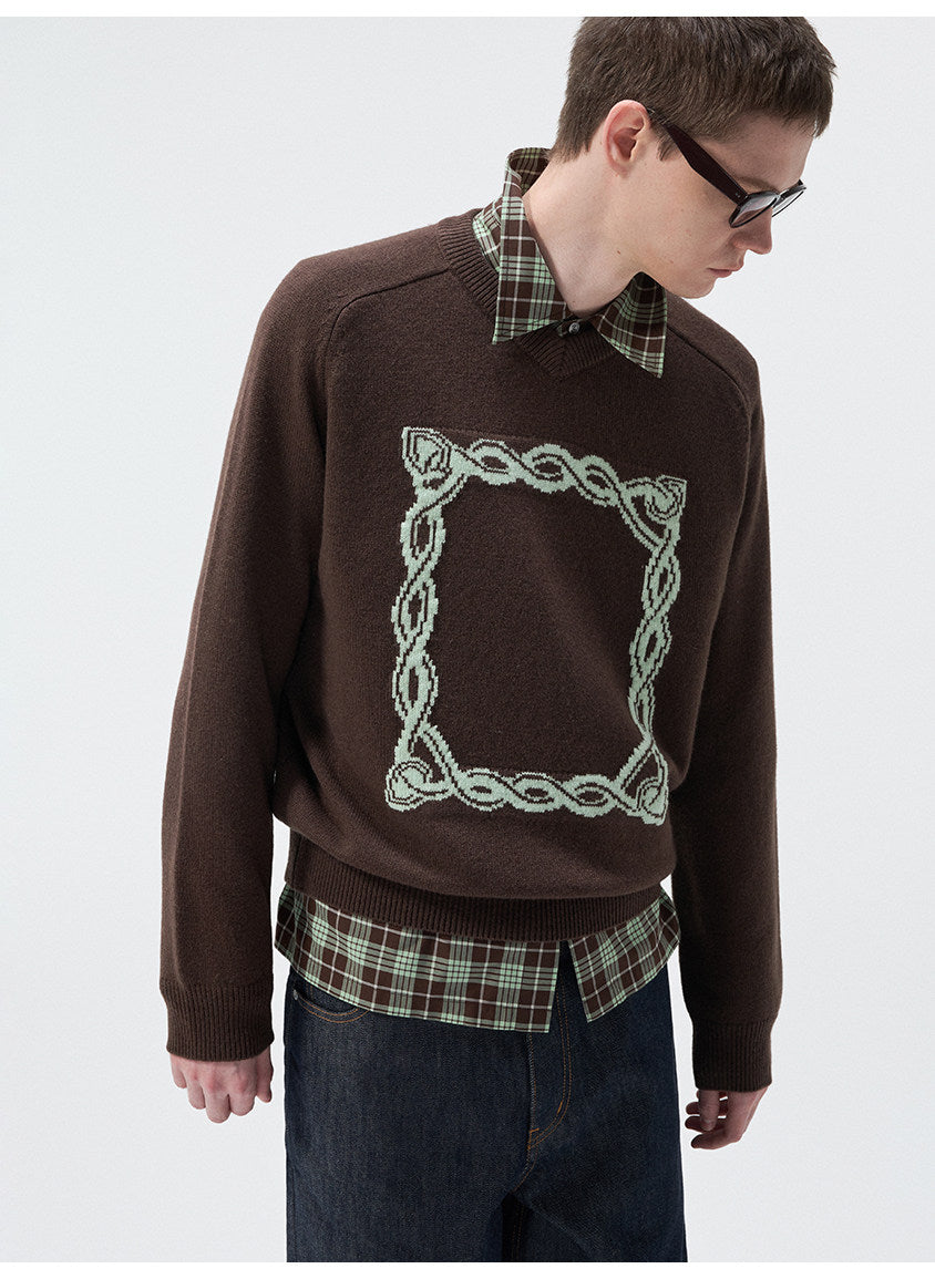 Original Knot Jacquard V-Neck Sweater