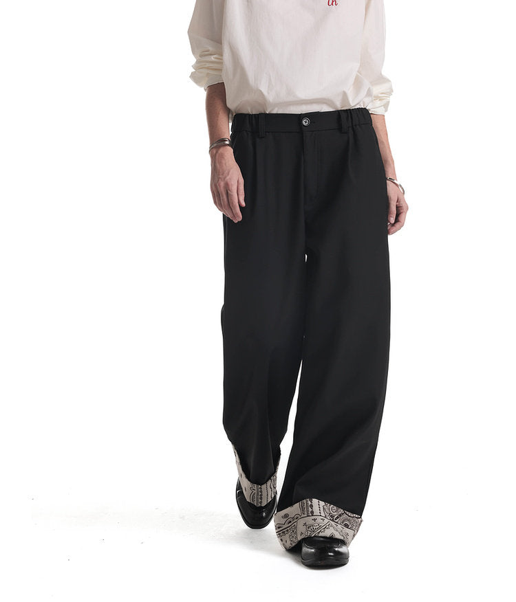 Paisley Flower Hem Casual Pants