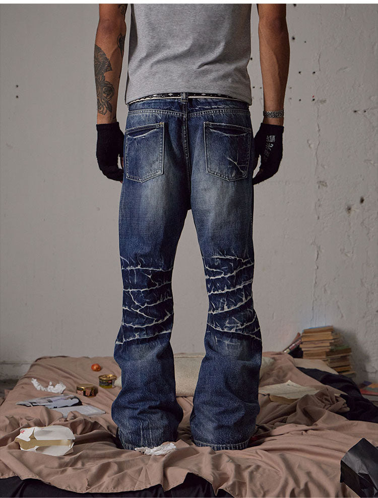 Damaged straight leg jeans