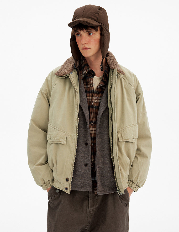 Detachable Lambswool Collar Jacket