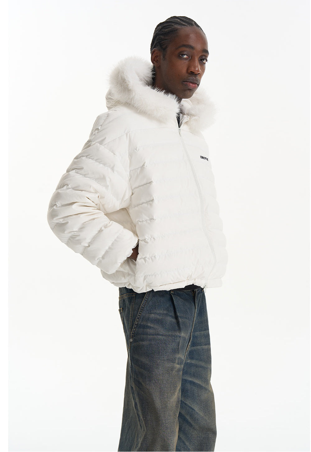 Detachable fur collar down jacket