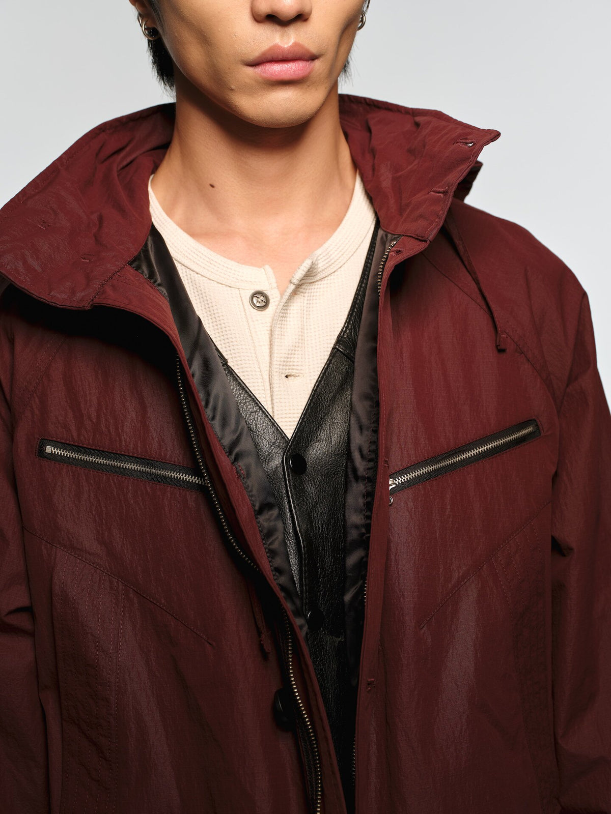 Coated, Wax-Finished Hooded Jacket