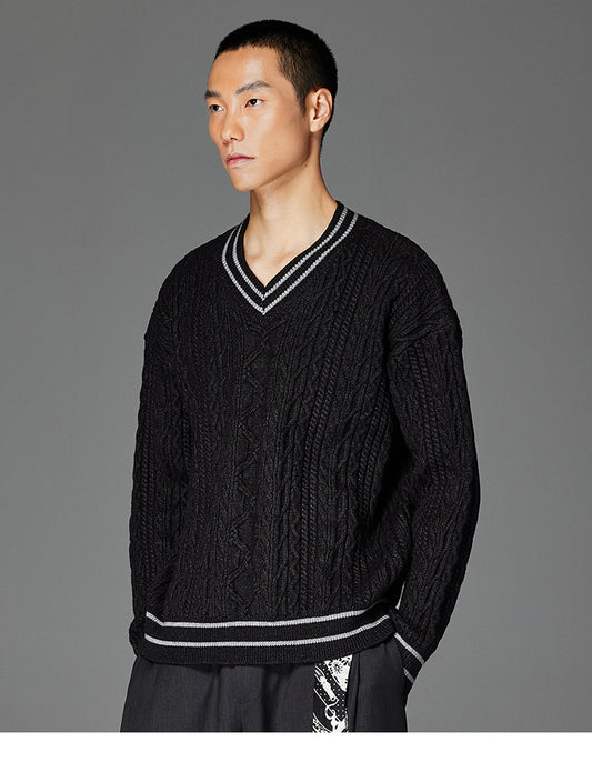 Jacquard V-Neck Sweater