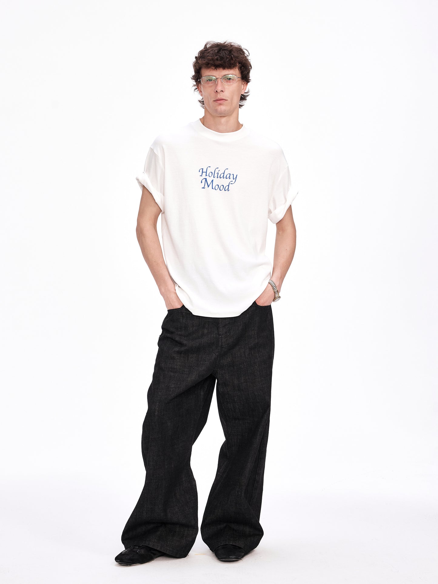Roll-Up Sleeve Printed T-Shirt