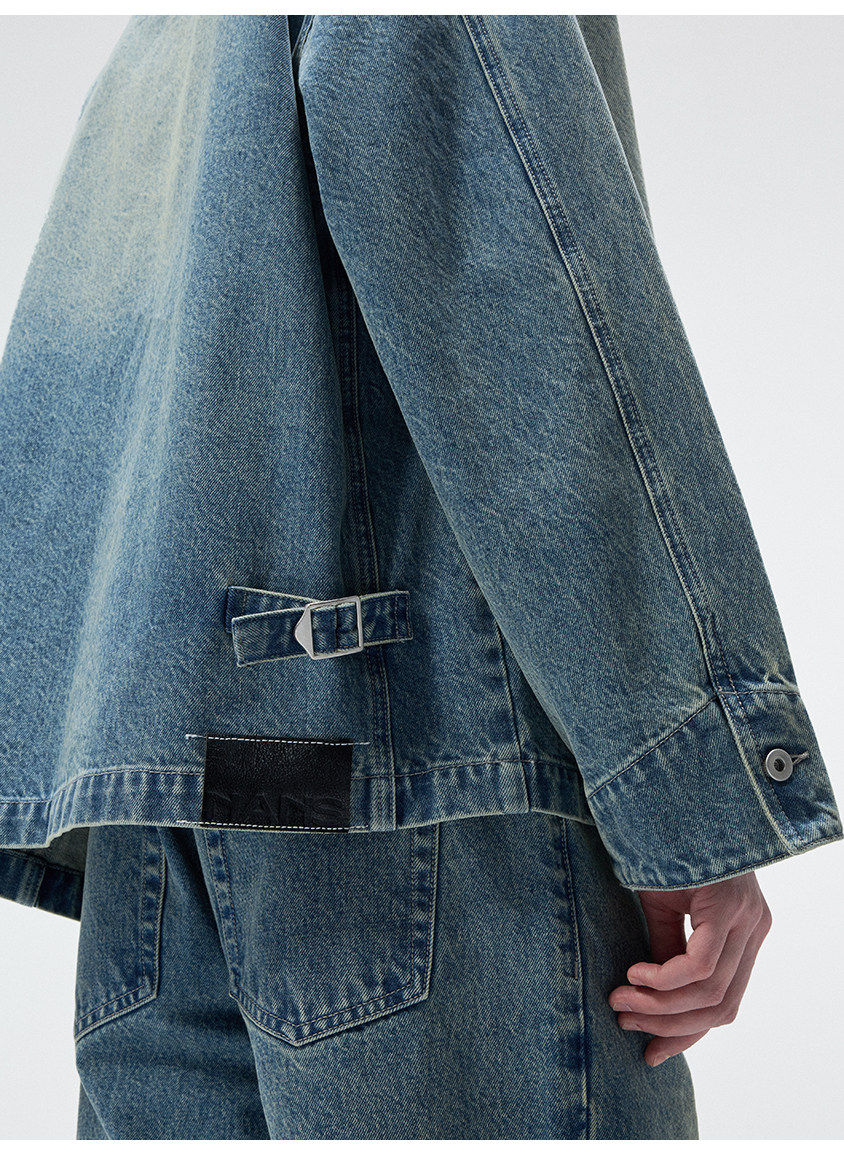 Multi-Pocket Washed Denim Jacket