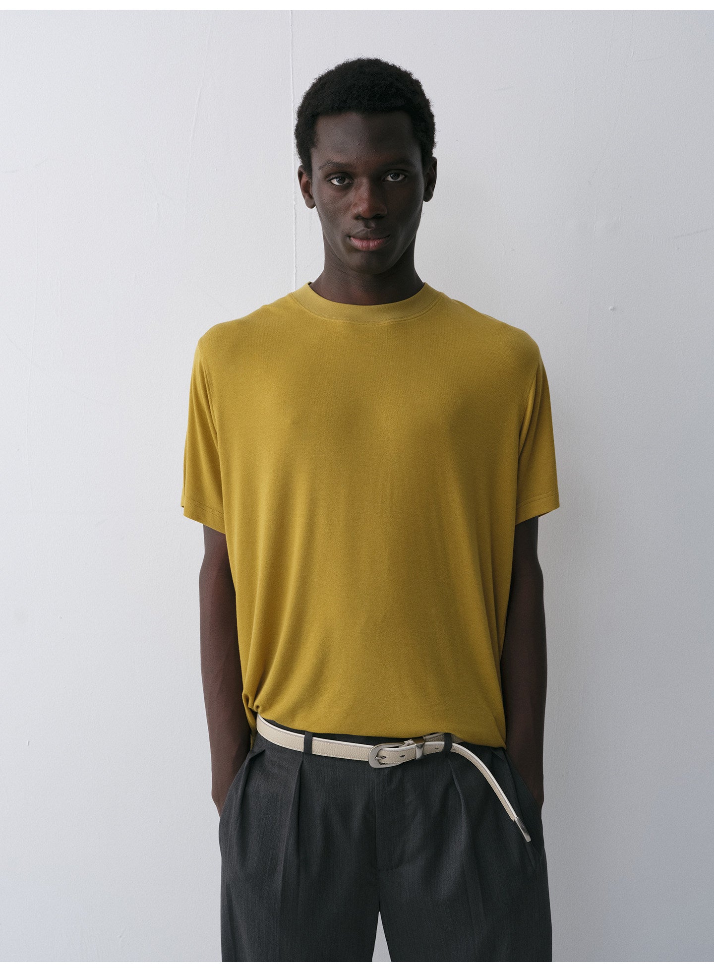 Tencel & Wool Blend Crew Neck T-Shirt
