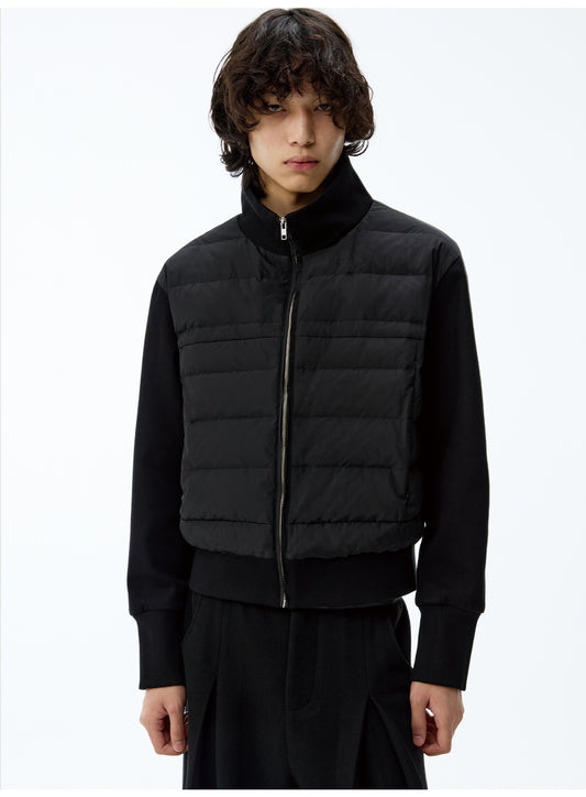 Rib-Knit Stand Collar Down Jacket