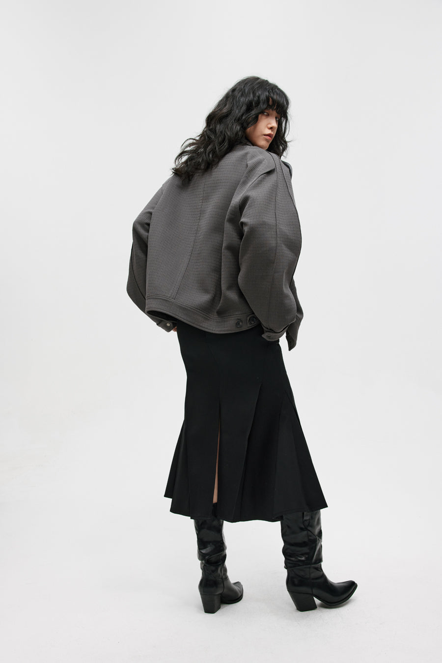 Drop Shoulder Loose Leaf Jacket