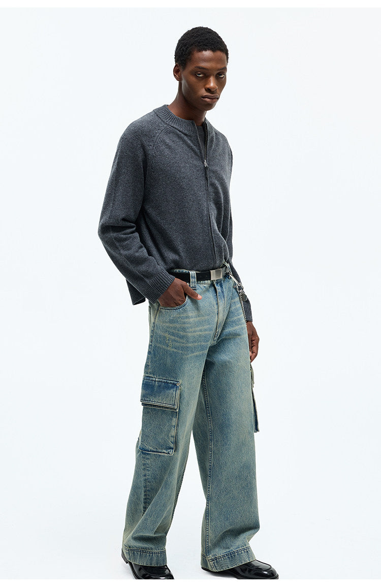 Distressed Washed Denim Pants