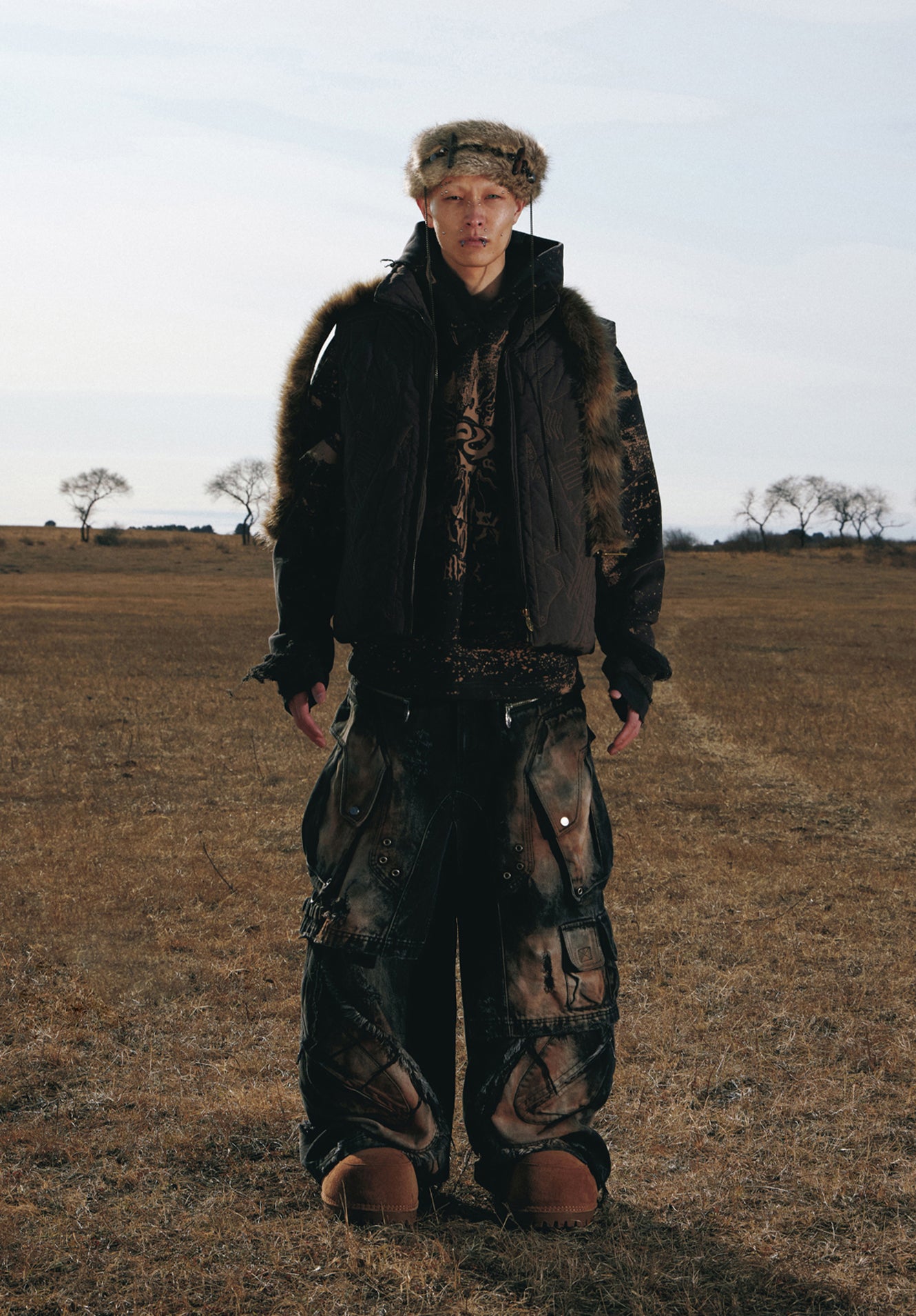 Armor stitch embroidered down vest