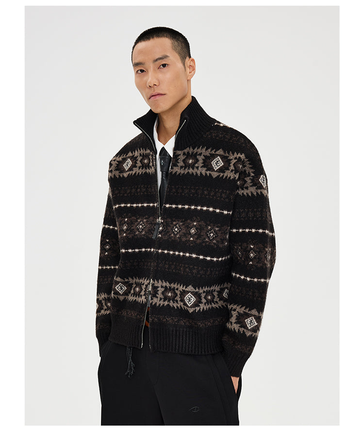 Loose-Shoulder Knit Jacket