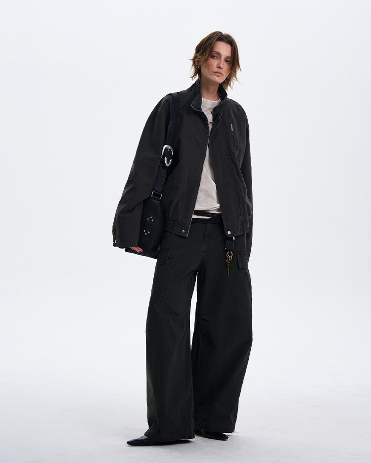 Simple Silhouette Harrington Jacket