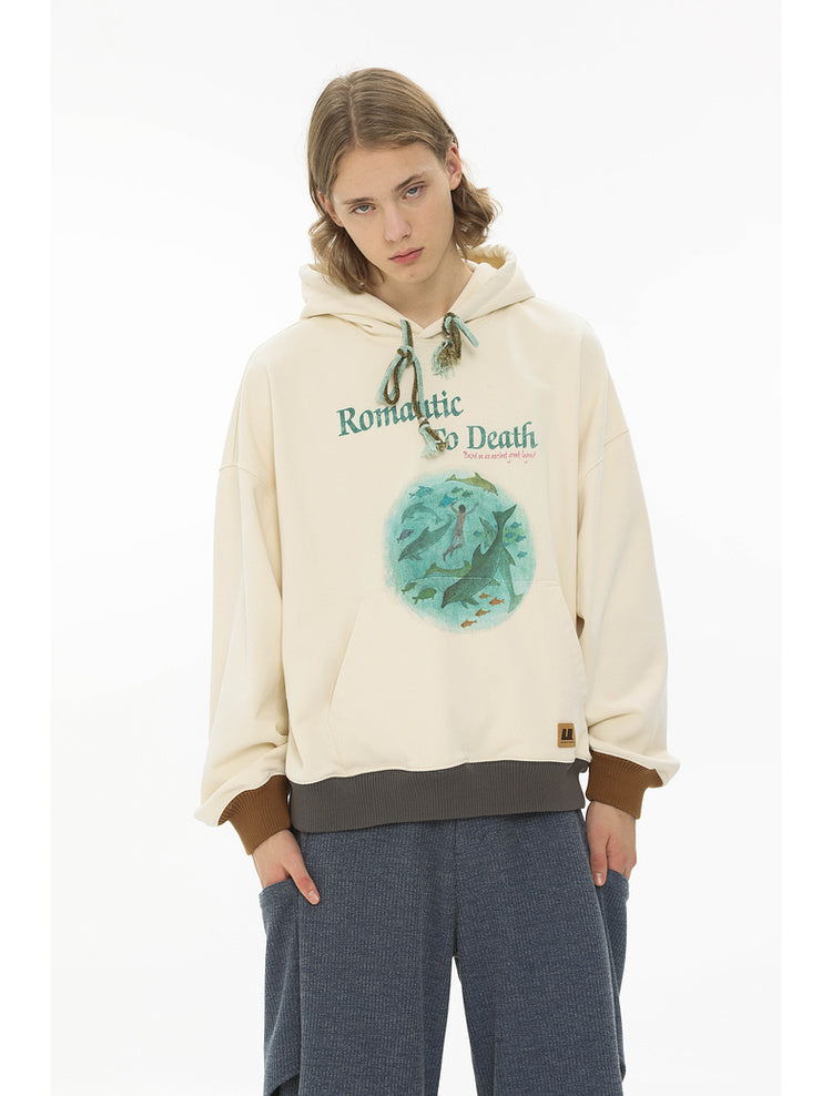 Velvet Hooded Plush Collar Rope Sweatshirt