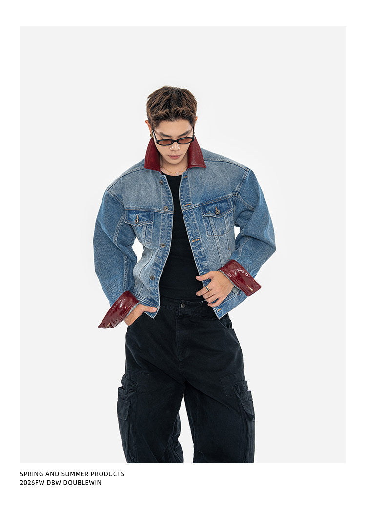 Oil-Waxed Leather Denim Jacket