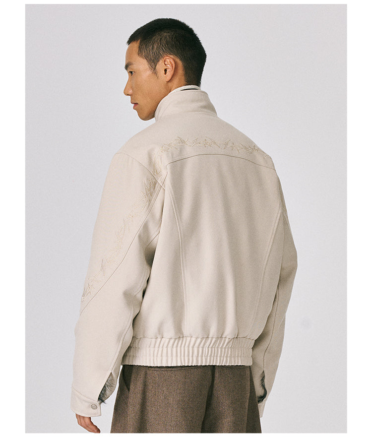 Stand Collar Embroidered Jacket