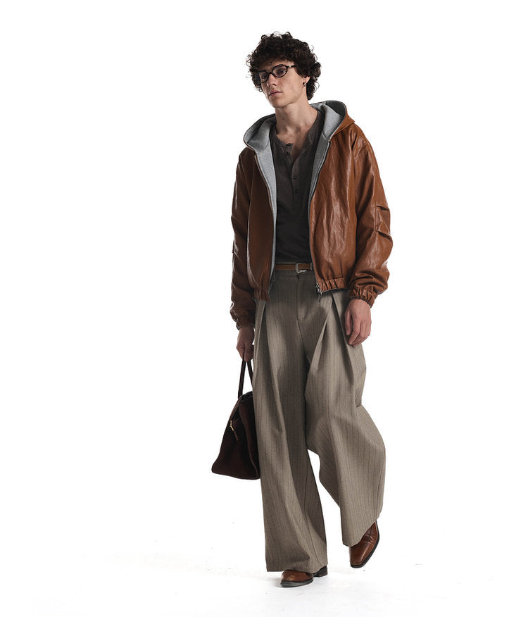 Reversible Faux Leather Hooded Jacket