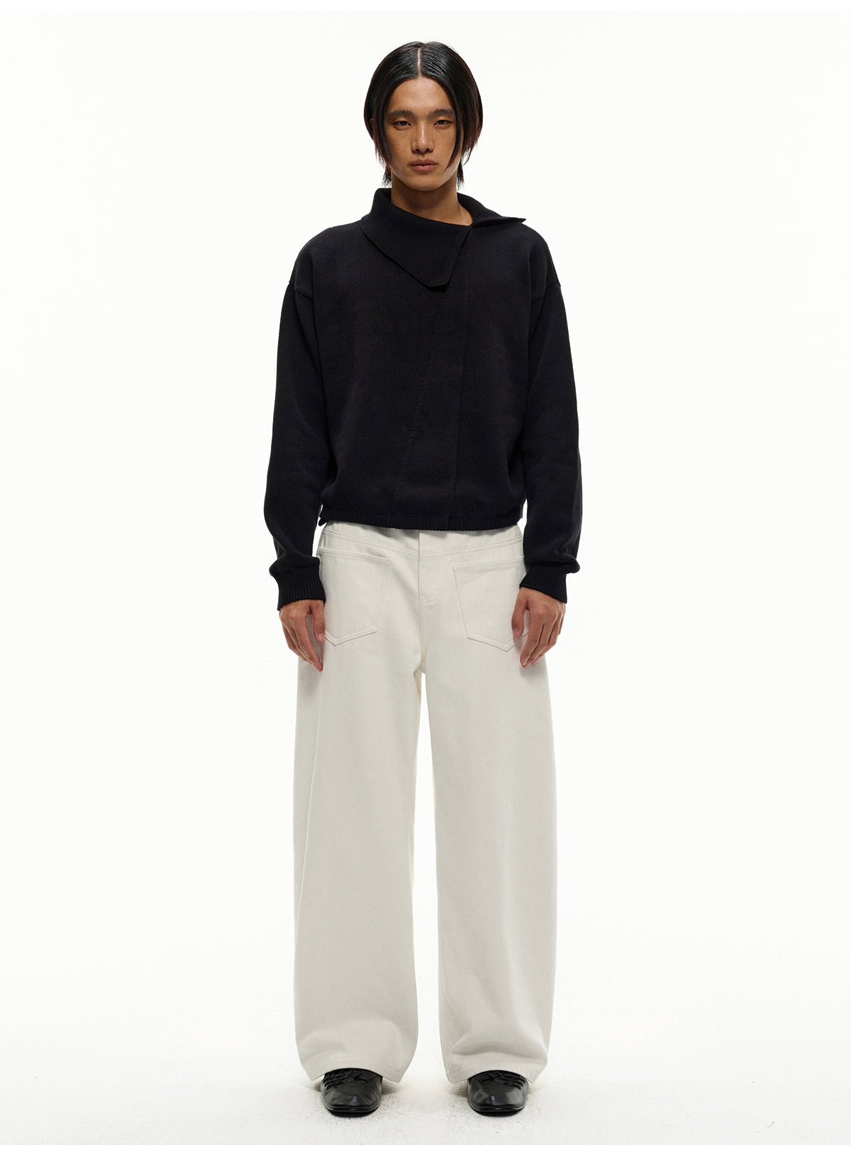 Reverse-brushed denim jeans