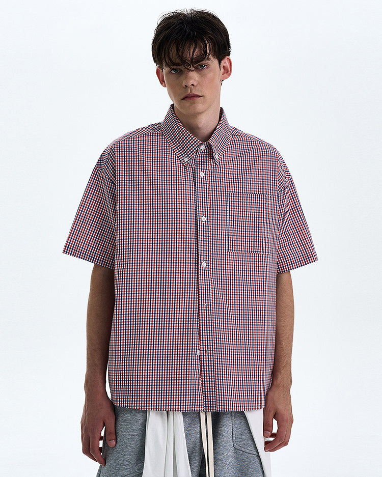 Contrast Color Check Shirt