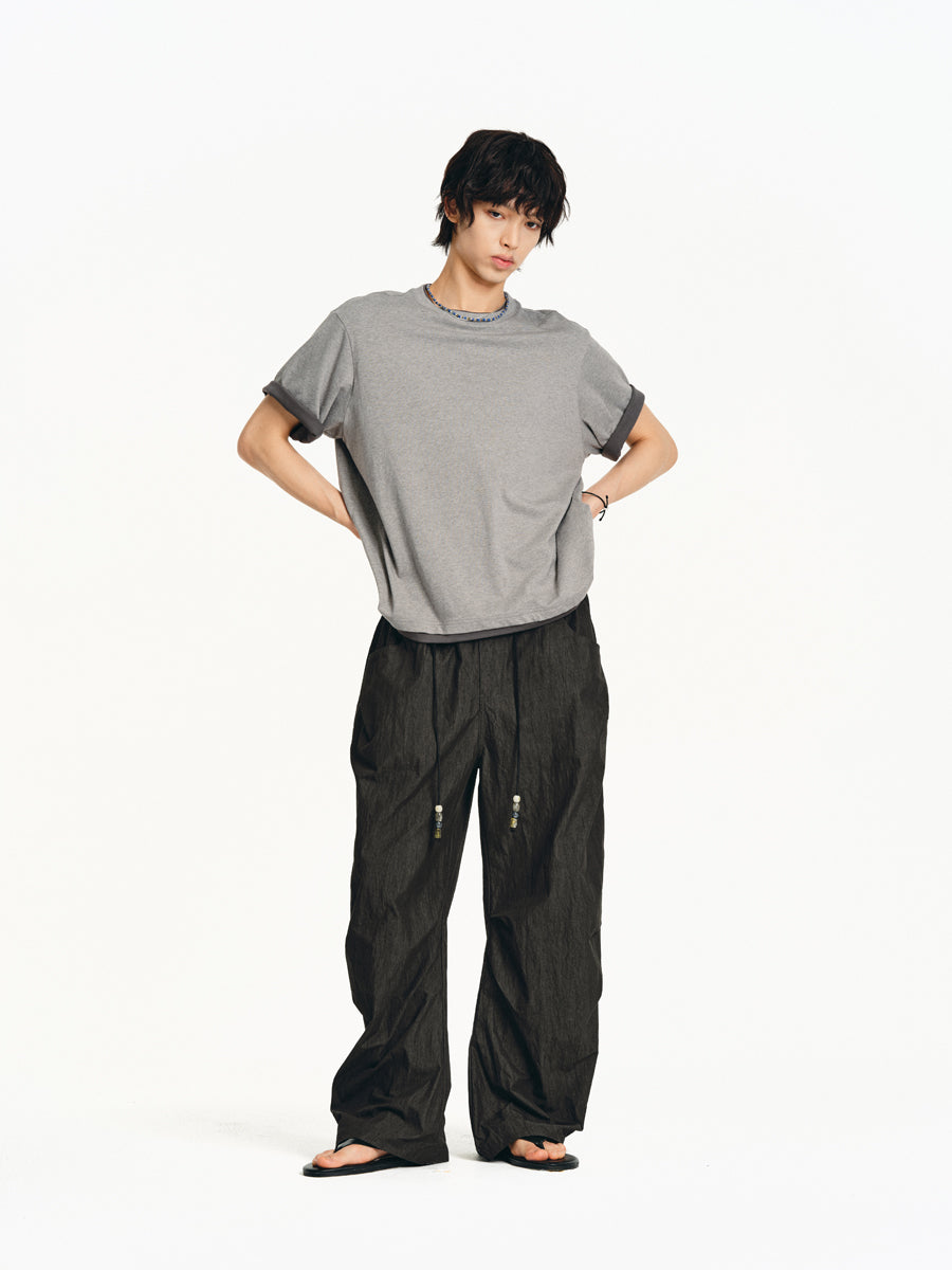 Faux Two Piece Round Neck T-Shirt