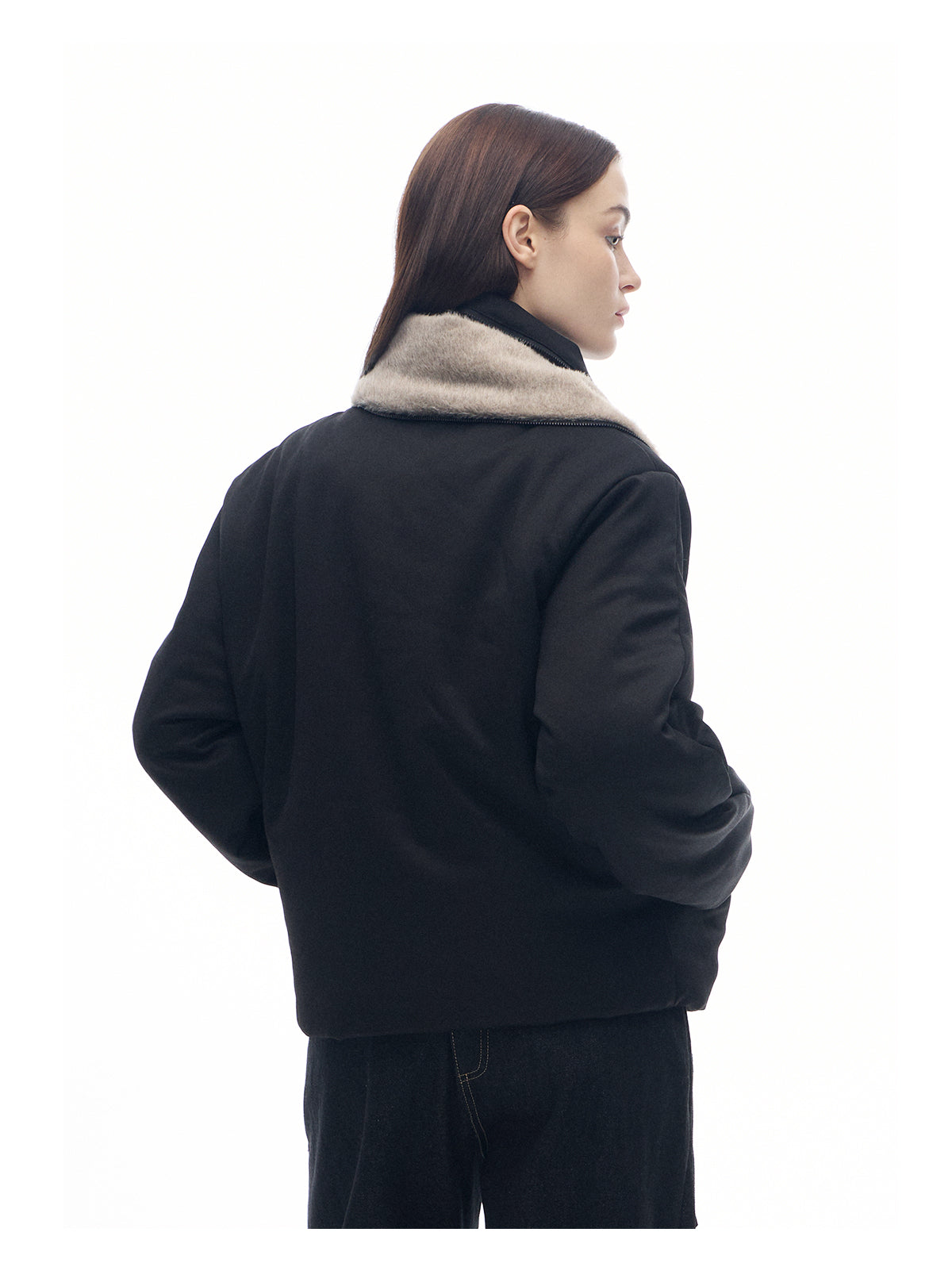 Draped Mink Fur Thick Cotton Jacket