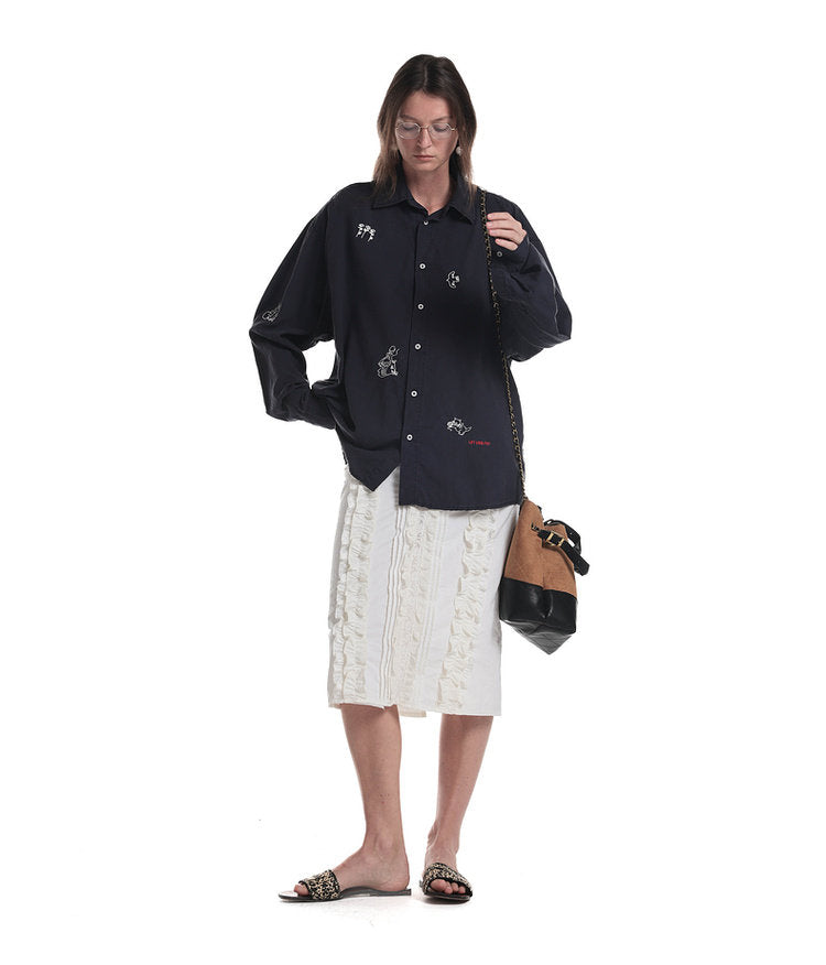 Country-Style Embroidered Casual Shirt